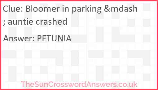 Bloomer in parking &mdash; auntie crashed Answer