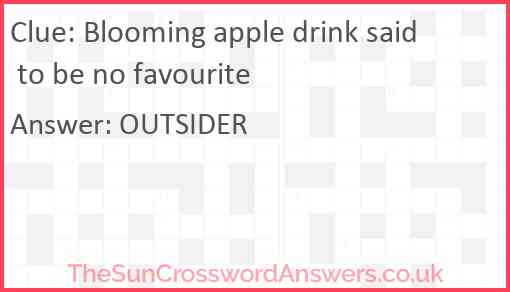 Blooming apple drink said to be no favourite Answer