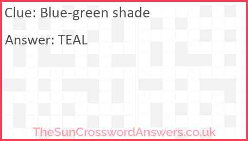 Blue-green shade Answer