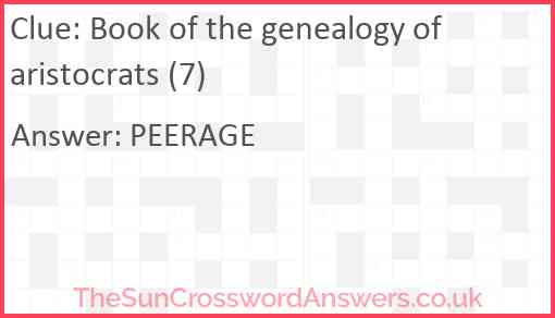 Book of the genealogy of aristocrats (7) Answer