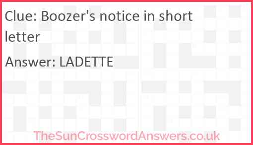 Boozer's notice in short letter Answer