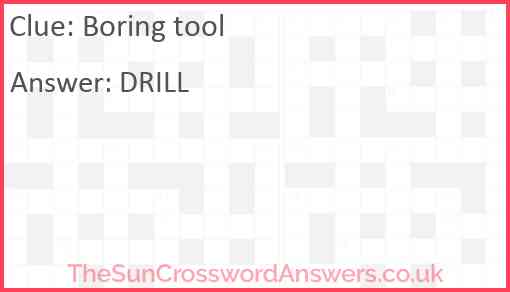 Boring tool Answer