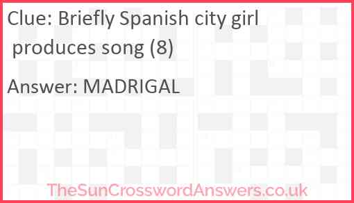 Briefly Spanish city girl produces song (8) Answer