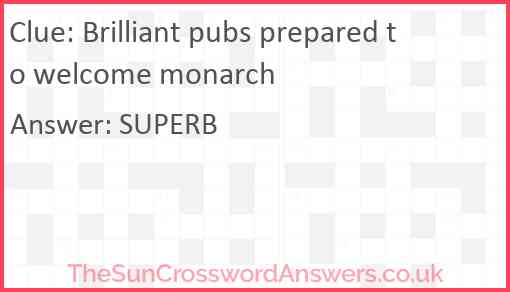 Brilliant pubs prepared to welcome monarch Answer