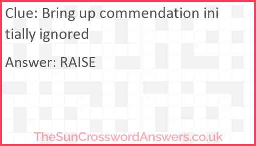 Bring up commendation initially ignored Answer