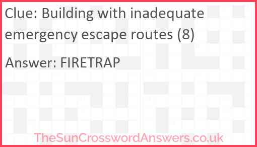 Building with inadequate emergency escape routes (8) Answer