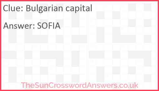 Bulgarian capital Answer