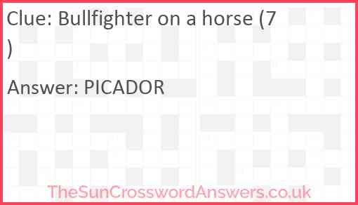 Bullfighter on a horse (7) Answer