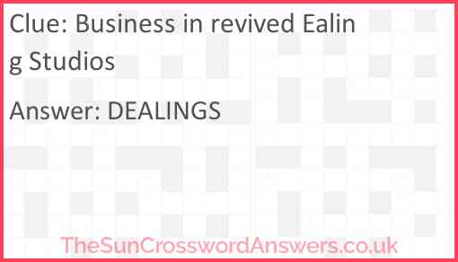 Business in revived Ealing Studios Answer