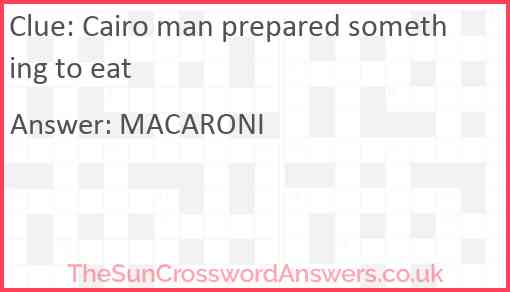 Cairo man prepared something to eat Answer