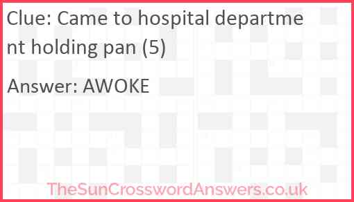 Came to hospital department holding pan (5) Answer