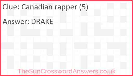 Canadian rapper (5) Answer