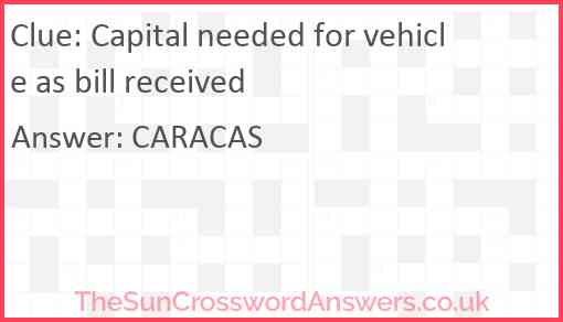 Capital needed for vehicle as bill received Answer