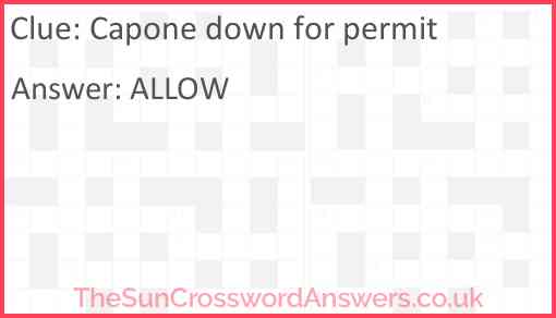 Capone down for permit Answer