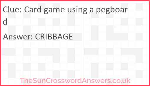 Card game using a pegboard Answer