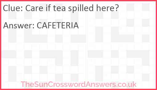 Care if tea spilled here? Answer