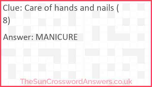 Care of hands and nails (8) Answer