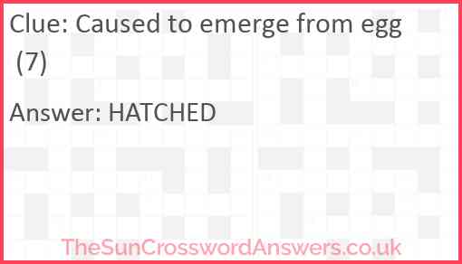 Caused to emerge from egg (7) Answer