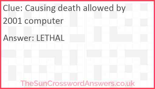 Causing death allowed by 2001 computer Answer