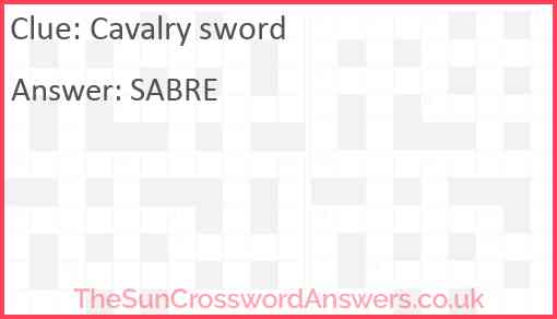 Cavalry sword Answer