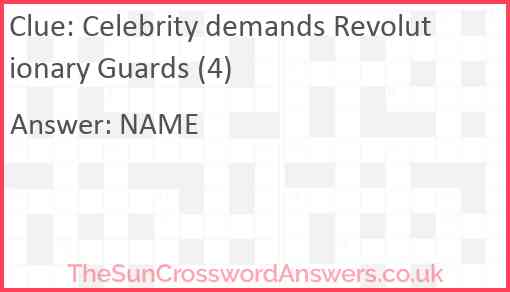 Celebrity demands Revolutionary Guards (4) Answer