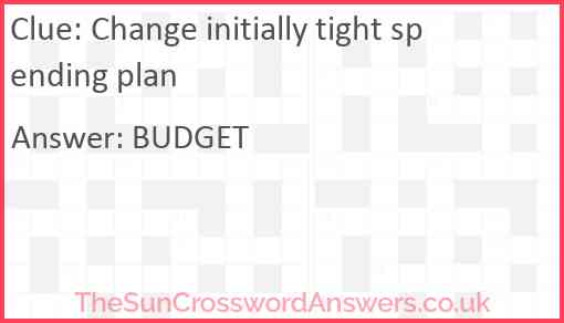 Change initially tight spending plan Answer