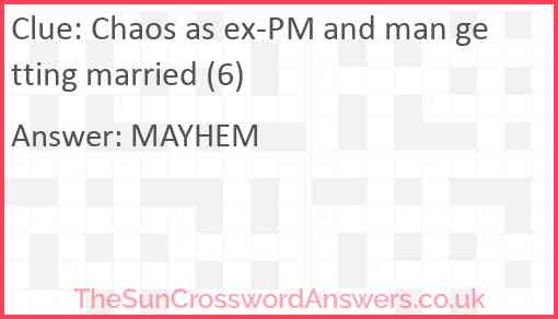 Chaos as ex-PM and man getting married (6) Answer