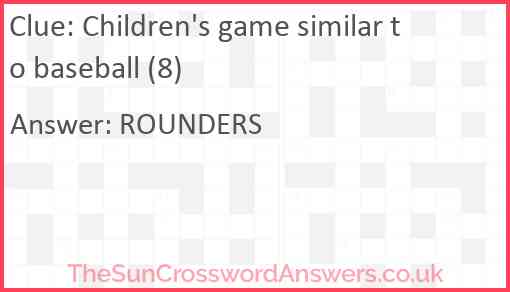 Children's game similar to baseball (8) Answer