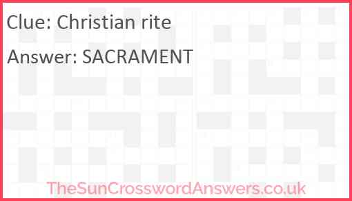 Christian rite Answer