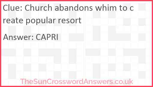 Church abandons whim to create popular resort Answer