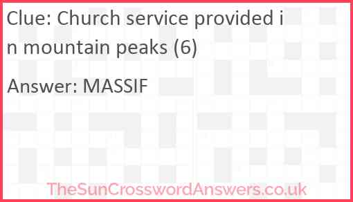 Church service provided in mountain peaks (6) Answer