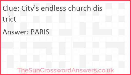 City's endless church district Answer