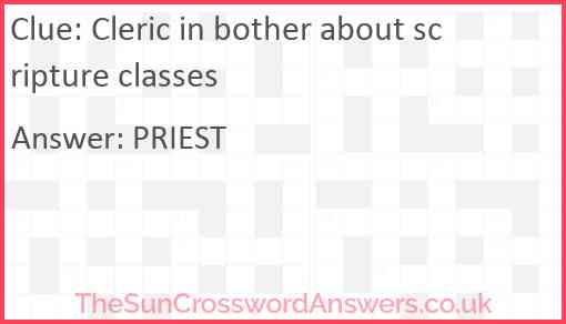 Cleric in bother about scripture classes Answer