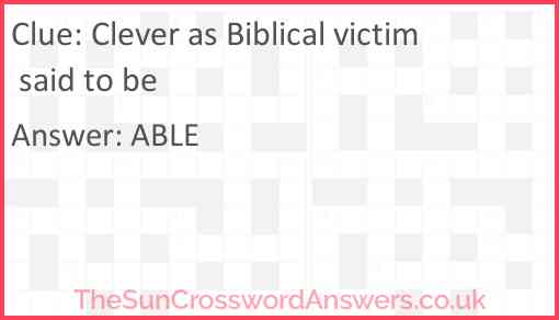 Clever as Biblical victim said to be? Answer