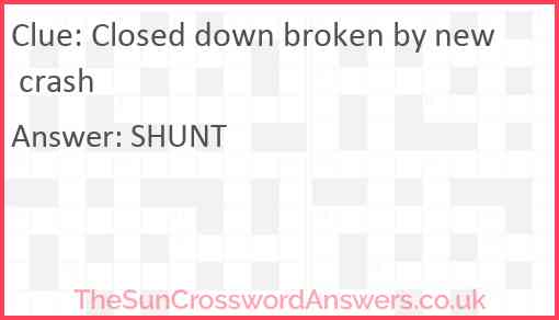 Closed down broken by new crash Answer