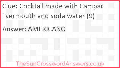 Cocktail made with Campari vermouth and soda water (9) Answer