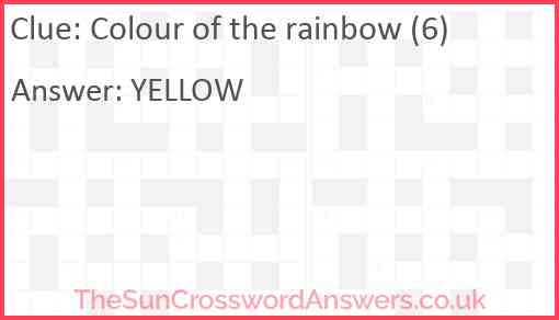 Colour of the rainbow (6) Answer