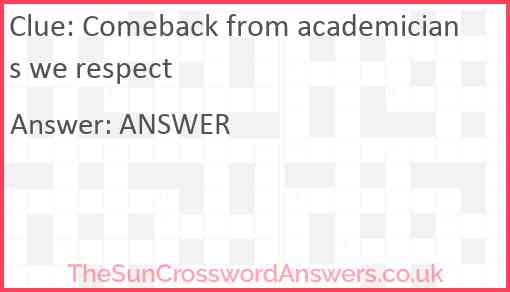 Comeback from academicians we respect Answer