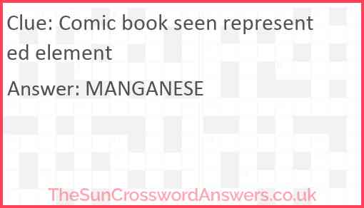 Comic book seen represented element Answer