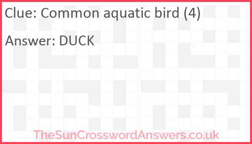 Common aquatic bird (4) Answer
