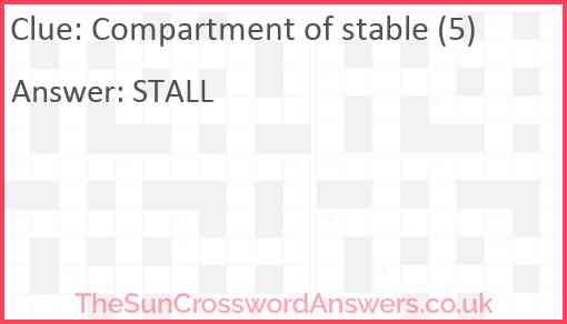 Compartment of stable (5) Answer