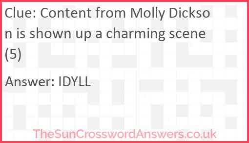 Content from Molly Dickson is shown up a charming scene (5) Answer