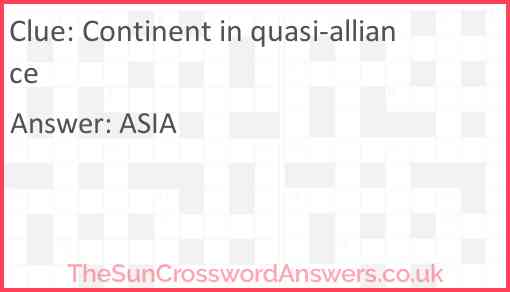 Continent in quasi-alliance Answer