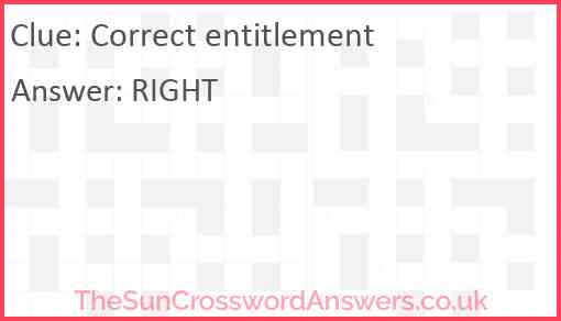 Correct entitlement Answer