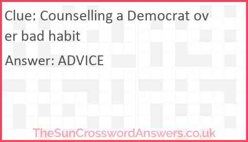 Counselling a Democrat over bad habit Answer