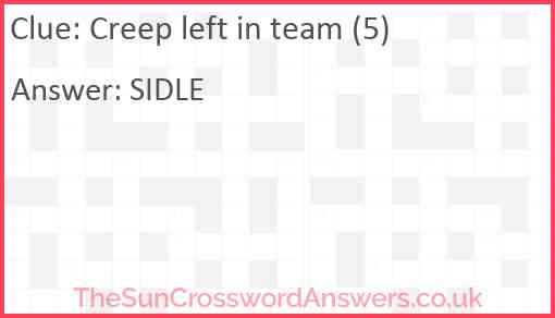 Creep left in team (5) Answer