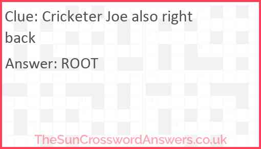 Cricketer Joe also right back Answer