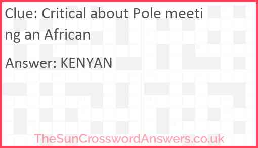 Critical about Pole meeting an African Answer