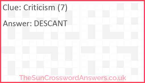 Criticism (7) Answer