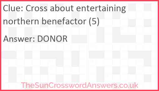 Cross about entertaining northern benefactor (5) Answer
